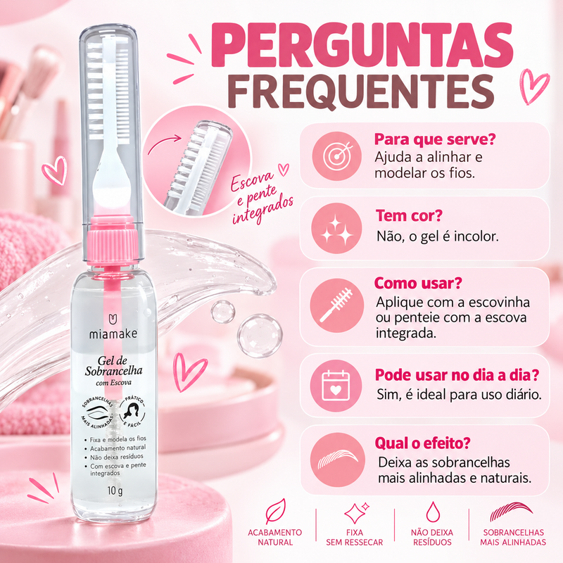 Gel de Sobrancelha e Cabelos com Escova Mia Make 13g