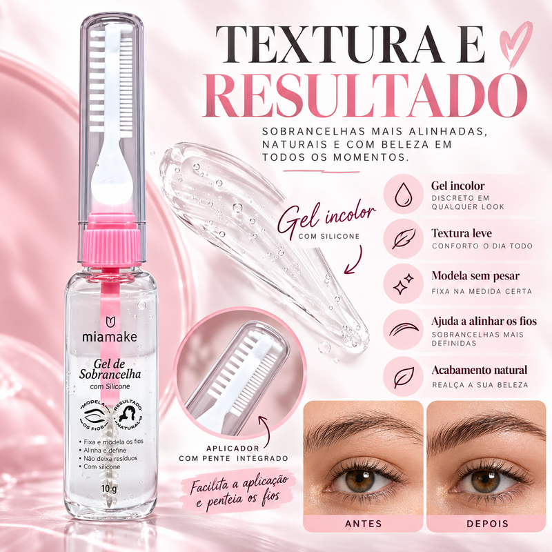 Gel de Sobrancelha e Cabelos com Escova Mia Make 13g
