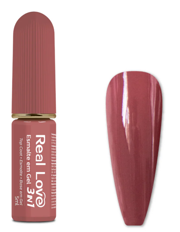 Esmalte 3em1 Real Love Base gel,Esmalte e Topcoat,5ml Cor 37